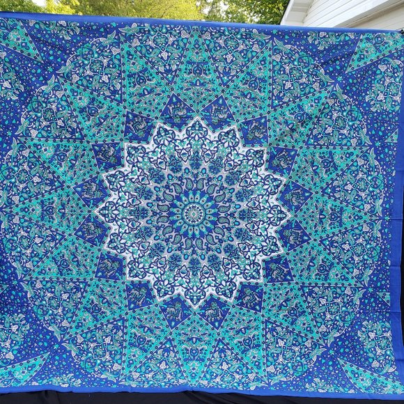 Blue Star Mandala Tapestry Wall Art Hanging Decor - Picture 1 of 7